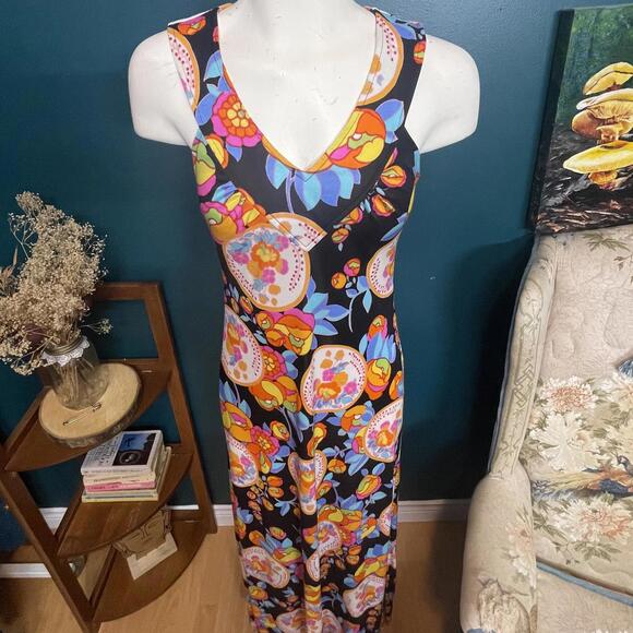 Vintage 1960s/70s Bani-Lon J. Bancroft & Sons Psychedelic Maxi Dress size XS/S - Picture 4 of 8